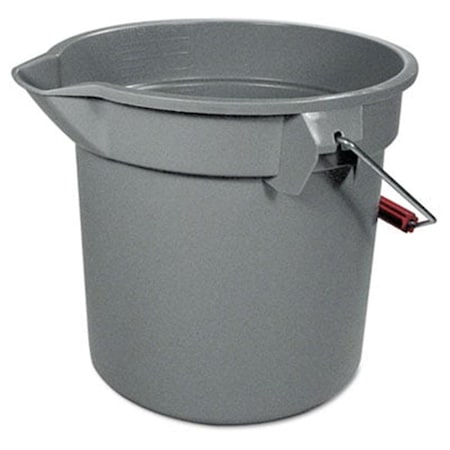 Rcp Rcp 261400GY 14-Quart Round Utility Bucket  12'' Diameter x 11-1/4''h  Gray Plastic 261400GY